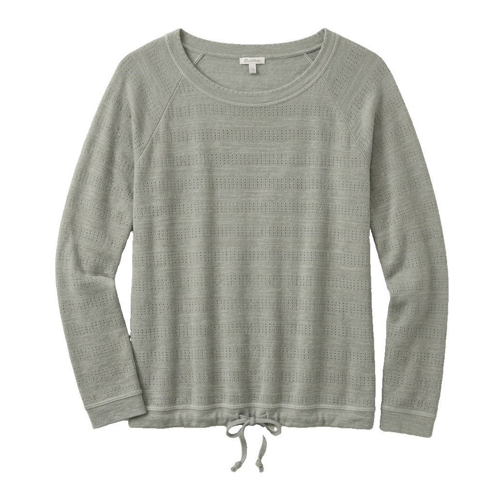 Talbots Top Women's Size Medium Pointelle Gray Raglan Pullover Drawstring L